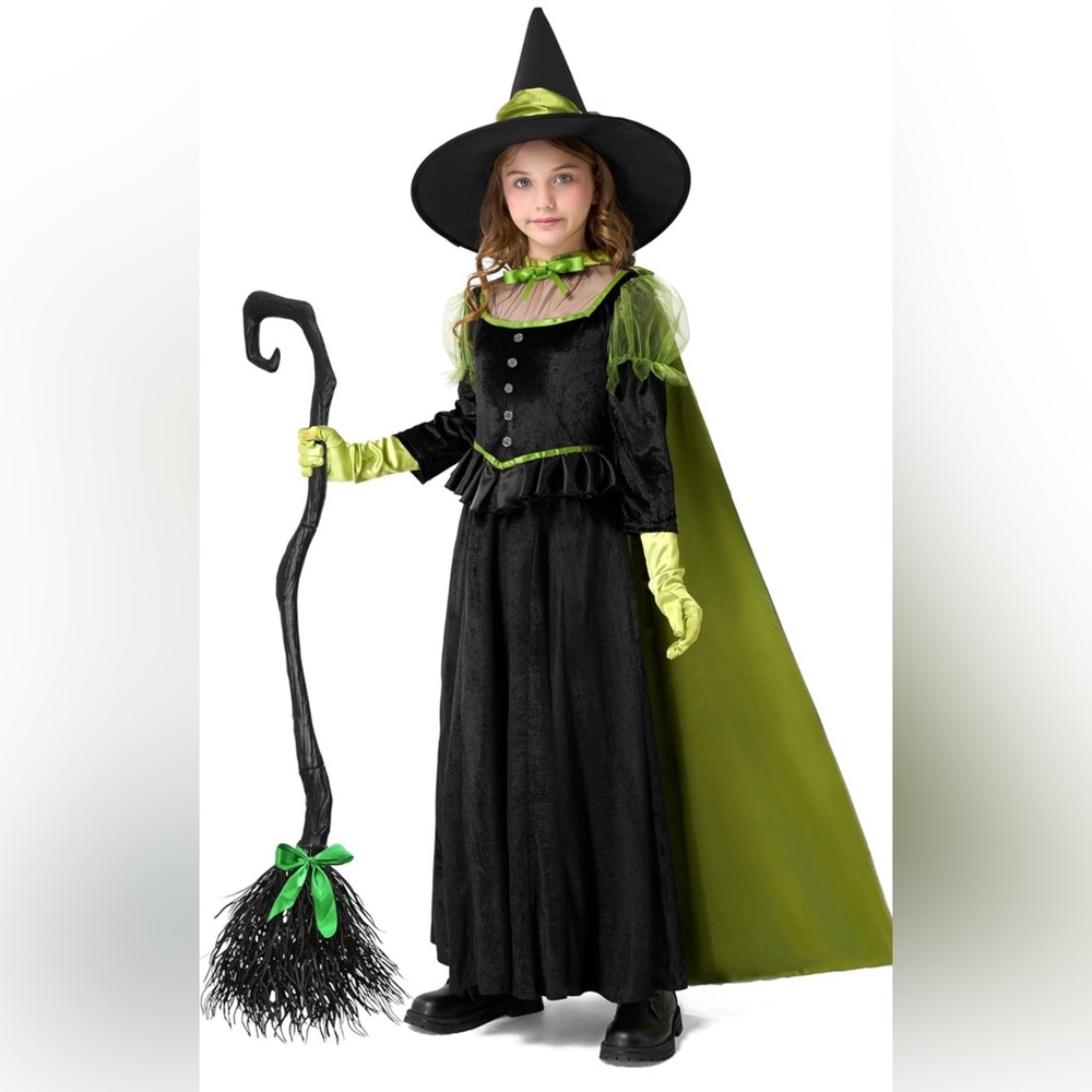 NWT Spooktacular Creations Halloween Child Black Wizard Witch Costume Sz Large